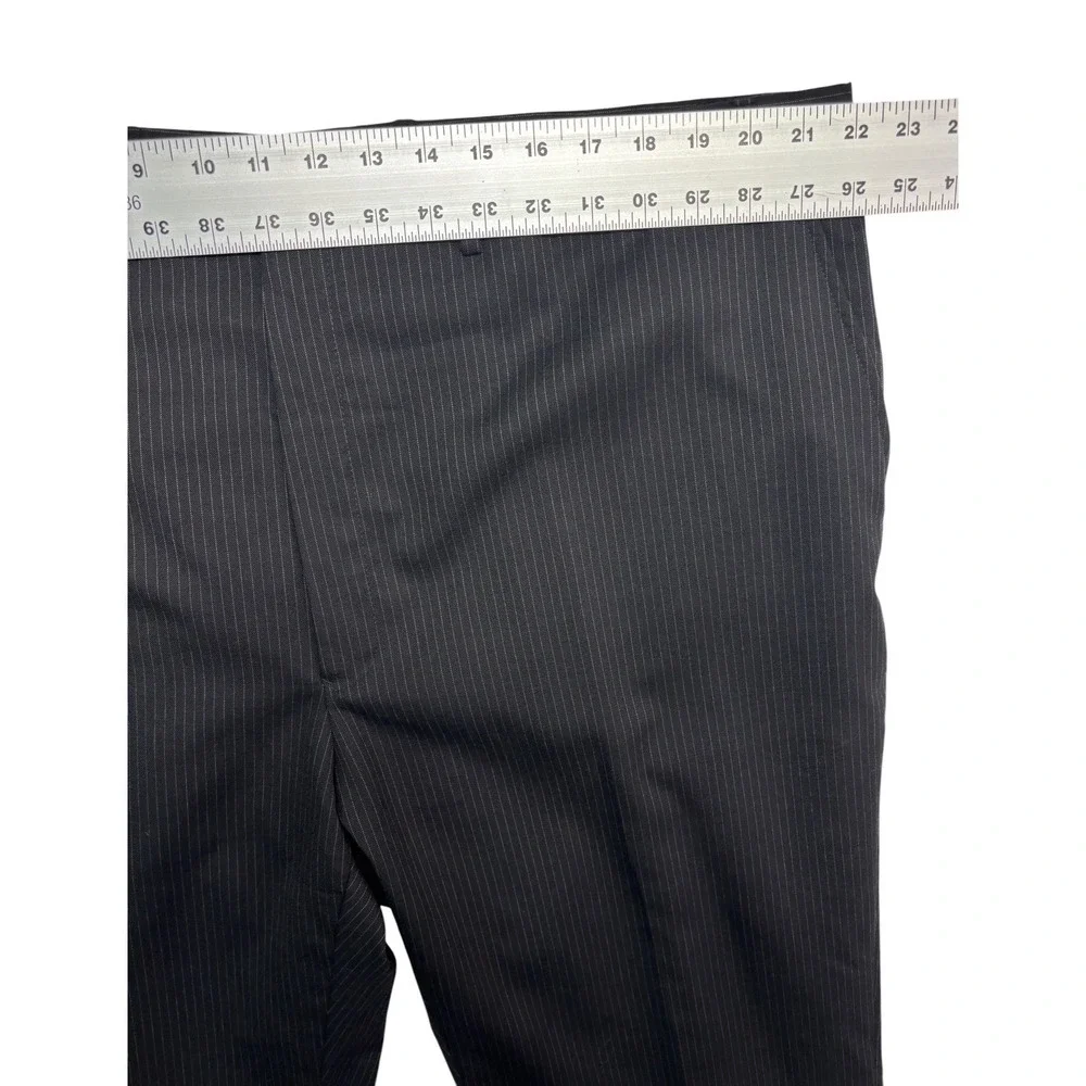 Stafford 52R 44x30 Black Pinstripe 2pc Pant Suit 100% Wool Classic Fit Mens